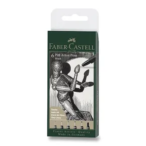 Faber-Castell Pitt Artist Pen 6er-Set, verschiedene Federn, schwarz